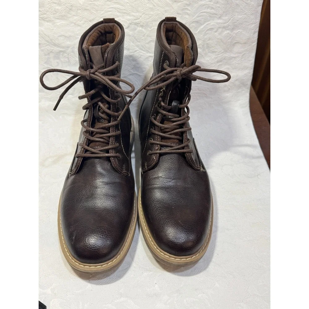 Madden M-Nova Men‎ 9.5M Brown Leather Lace Up Combat Boots Casual Work